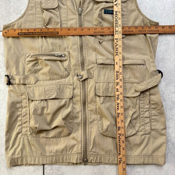 Vintage Columbia Vest Men's Large Long Pockets Brown Utility Fishing Hunting - Picture 7 of 7